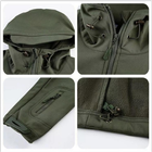 Мужской Костюм Soft Shell с полиуретановой мембраной / Куртка + Брюки с флисовой подкладкой олива размер 2XL - изображение 3