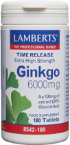 Натуральна харчова добавка Lamberts Ginkgo Biloba 6000 мг 180 капсул (5055148404017) - зображення 1