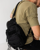 Чоловічий нагрудний слінг, сумка багатофункціональна чорна - зображення 5