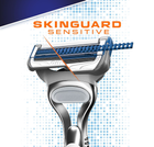 Maszynka do golenia dla mężczyzn Gillette SkinGuard Sensitive + 2 wymienne ostrza (7702018486342) - obraz 6