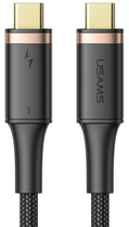 Кабель Usams U72 USB Typ-C с USB Typ-C 100 W PD Thunderbolt 3 5 A 0.8 m Чорний (6958444977287) - зображення 1