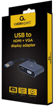 Адаптер-перехідник Cablexpert USB to HDMI + VGA 15 см Gray (A-USB3-HDMIVGA-01) - зображення 2