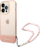 Etui plecki Guess Translucent Pearl Strap do Apple iPhone 14 Pro Max Pink (3666339064310) - obraz 1
