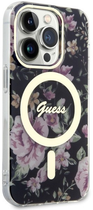 Etui plecki Guess Flower MagSafe do Apple iPhone 14 Pro Black (3666339115531) - obraz 3