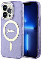 Etui plecki Guess Glitter Gold MagSafe do Apple iPhone 14 Pro Purple (3666339125684) - obraz 1