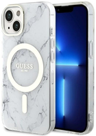 Etui plecki Guess Marble MagSafe do Apple iPhone 14 Plus White (3666339127275) - obraz 1