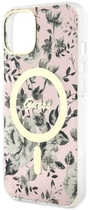 Панель Guess Flower MagSafe для Apple iPhone 14 Рожевий (3666339115555)