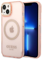 Панель Guess Gold Outline Translucent MagSafe для Apple iPhone 14 Рожевий (3666339069667)