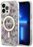 Etui plecki Guess Flower MagSafe do Apple iPhone 14 Pro Max Transparent (3666339115661) - obraz 1
