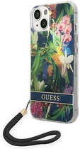 Панель Guess Flower Strap для Apple iPhone 14 Синій (3666339093952)