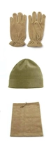 Комплект флисовый из шапки, баффа и перчаток бежевого цвета, размер универсальный - изображение 1