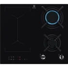 Варильна поверхня Electrolux комбінована (2 газові + 2 індукційні), 60см, розширена зона, чавун, чорний (KDI641723K)