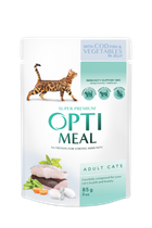 Влажный корм для кошек Optimeal с треской и овощами в желе 85 г