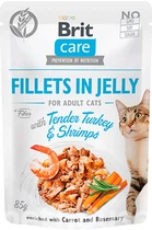 Вологий корм для кішок Brit Care Adult Cat Fillets in Jelly with Turkey&Shrimps 85 г