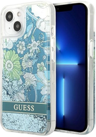Панель Guess Flower Liquid Glitter для Apple iPhone 13 mini Green (3666339041359) - зображення 1