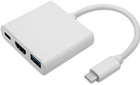 Адаптер Qoltec USB-Typ C - HDMI A /USB-A/USB-Typ C PD 0.2 m білий (5901878504254) - зображення 1