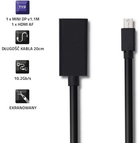 Адаптер Qoltec Mini DisplayPort - HDMI A 4K 0.2 m чорний (5901878504322) - зображення 2