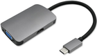 Adapter Qoltec USB Typ-C - HDMI/VGA 2 w 1 szary (5901878503806) - obraz 1
