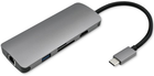 Adapter USB Typ-C - HDMI/USB/RJ-45/SD/MicroSD 6 w 1 PD szary (5901878503820) - obraz 1