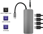 Adapter Qoltec USB Typ-C - 4 x USB/DC 5 w 1 szary (5901878503790) - obraz 2