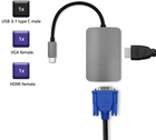 Adapter Qoltec USB Typ-C - HDMI/VGA 2 w 1 szary (5901878503806) - obraz 2