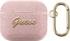 Etui CG Mobile Guess Saffiano Script Metal Collection do AirPods 3 Różowy (3666339009830) - obraz 1