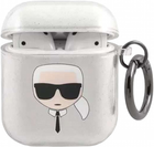 Чохол CG Mobile Karl Lagerfeld Glitter Karl`s Head для AirPods 1 / 2 Silver (3666339030285) - зображення 1