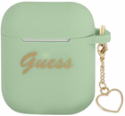 Etui CG Mobile Guess Silicone Charm Heart Collection GUA2LSCHSN do AirPods 1 / 2 Zielony (3666339039066) - obraz 1