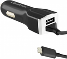 Автомобільний зарядний пристрій Qoltec 17 W USB + кабель USB Type-C Black (5901878501420) - зображення 1