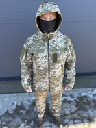 Водонепроницаемая Куртка мужская тактическая Soft shell демисезонная (на молнии с капюшоном) Пиксель S - изображение 6