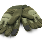 Тактичні рукавички з протектором на флісовій підкладці (арт. 23-17-32) Оливковий - зображення 4