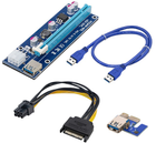 Riser Qoltec PCI-E 1x - 16x USB 3.0 ver 007c SATA PCI-E 6pin (55501) - obraz 1