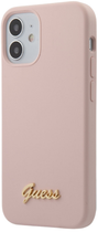 Панель Guess Silicone Script Gold Logo для Apple iPhone 12 mini Світло-рожевий (3700740482025) - зображення 1