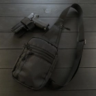Мужская нагрудная сумка бананка с кобурой и быстрым открытием Tactica2 черный цвет - изображение 1