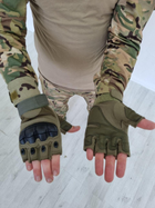 Тактические перчатки без пальцев Олива - изображение 4