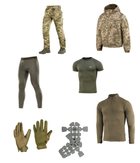 M-tac комплект ЗСУ тактична куртка, штани з наколінниками, кофта, термобілизна, рукавички L - зображення 1