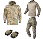 Тактический комплект военной одежды Brutal's Multicam, убакс с длинным рукавом и налокотниками, брюки с наколенниками+ куртка M65 Мультикам р.M - изображение 1