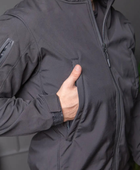Чоловіча куртка Softshell поліція з флісовою підкладкою чорна вітро та водовідштовхуюча з липучками під шеврон 3XL - зображення 3