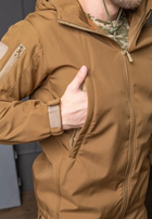 Мужская куртка Softshell койот с капюшоном и липучками под шевроны водонепроницаемая L - изображение 5