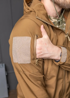 Мужская куртка Softshell койот с капюшоном и липучками под шевроны водонепроницаемая 2XL - изображение 4
