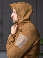 Чоловіча куртка Softshell койот з капюшоном та липучками під шеврони водонепроникна 2XL - зображення 6