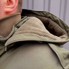 Чоловіча Зимова Куртка на синтепоні з флісовою підкладкою / Водовідштовхувальний Бушлат олива розмір 2XL - зображення 6