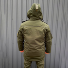 Чоловіча Зимова Куртка на синтепоні з флісовою підкладкою / Водовідштовхувальний Бушлат олива розмір 3XL - зображення 3