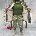 Мужская Зимняя Куртка на синтепоне с меховой подкладкой / Бушлат из саржи пиксель размер L - изображение 5