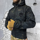Демисезонная мужская Куртка Softshell на флисе с капюшоном и липучками под шевроны черный мультикам размер XL - изображение 3