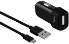 Автомобільний зарядний пристрій Puro 1xUSB 1A + кабель microUSB Black (8033830179174) - зображення 1