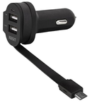 Автомобільний зарядний пристрій Xqisit 6A Dual USB + microUSB Car Charger Black (4029948030241) - зображення 1