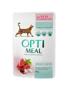 Влажный корм Optimeal для взрослых кошек со вкусом телятины в клюквенном соусе 85 г