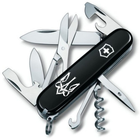 Нож складной 91 мм, 14 функций Victorinox CLIMBER UKRAINE Черный/Трезубец готический белый - изображение 1