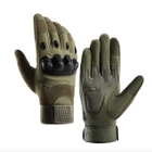 Тактические перчатки полнопалые демисезонные для ВСУ армейские сенсорные c защитой на костяшках М/8 Хаки - изображение 1